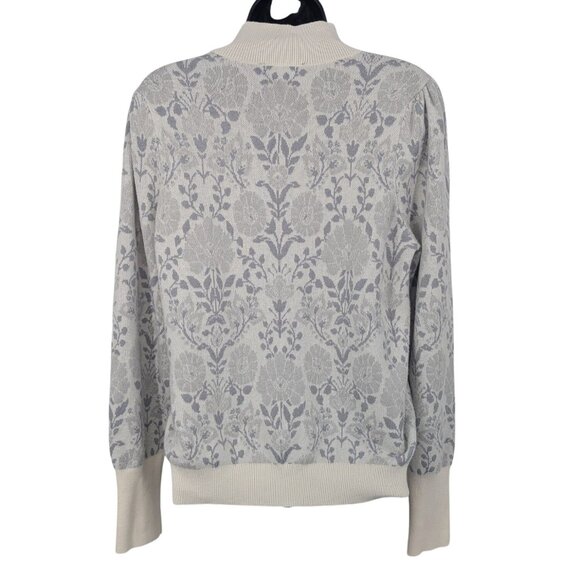 Ann Taylor Mock Neck Jacquard Floral Knit Sweater Size M Pullover Cottage Cozy - Picture 2 of 11